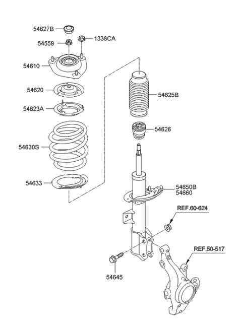 2014 Hyundai Elantra US Alabama made Front Spring & Strut Diagram