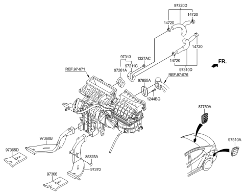 2015 Hyundai Elantra Duct-Rear Heating,LH Diagram for 97360-3YAA0
