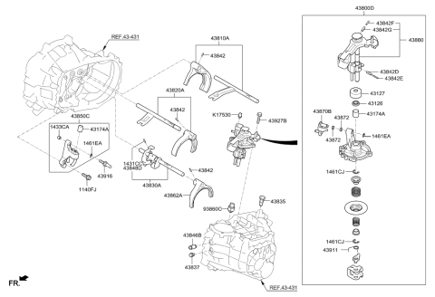 2014 Hyundai Elantra US Alabama made Gear Shift Control-Manual Diagram
