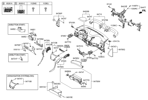 2014 Hyundai Elantra US Alabama made Crash Pad Diagram