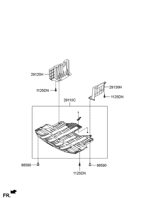 2014 Hyundai Elantra Panel-Under Cover,LH Diagram for 29130-3Y900