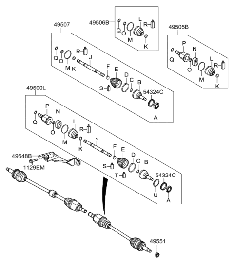 2014 Hyundai Elantra Drive Shaft (Front) Diagram 2