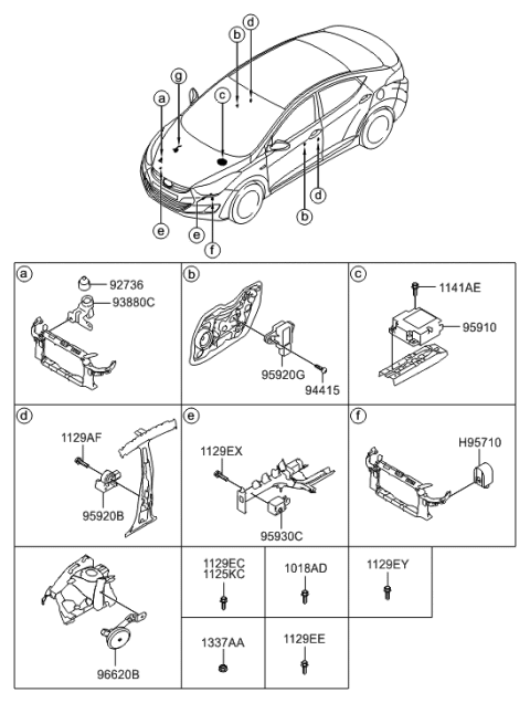 2015 Hyundai Elantra Module Assembly-Air Bag Control Diagram for 95910-3Y600