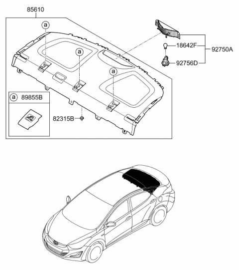2014 Hyundai Elantra Trim Assembly-Package Tray Diagram for 85610-3Y500-RY