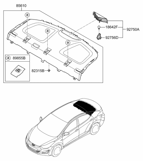 2014 Hyundai Elantra US Alabama made Rear Package Tray Diagram
