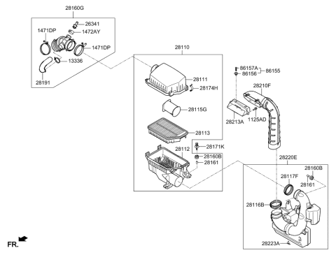 2014 Hyundai Elantra US Alabama made Air Cleaner Diagram