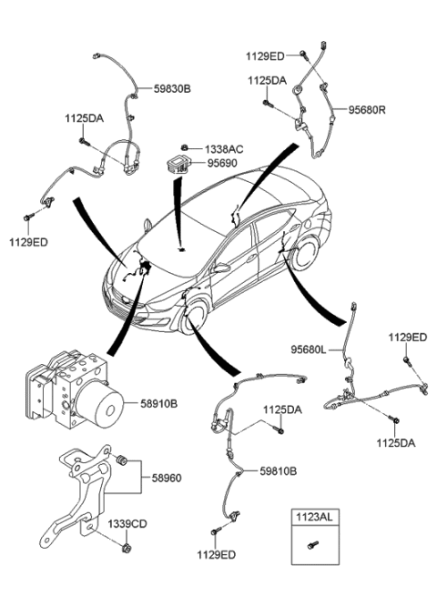 2014 Hyundai Elantra US Alabama made Hydraulic Module Diagram