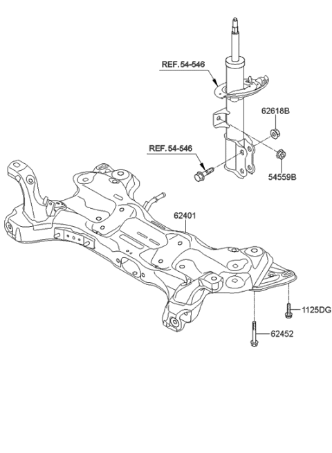 2014 Hyundai Elantra US Alabama made Front Suspension Crossmember Diagram