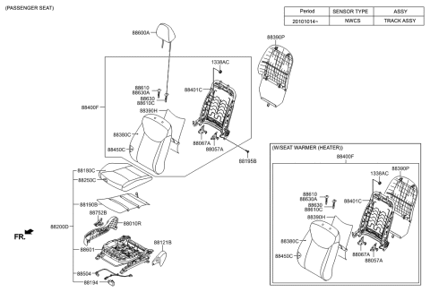 2014 Hyundai Elantra Back Assembly-Front Seat Passenger Diagram for 88400-3Y810-MSD