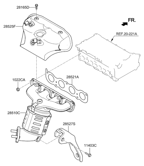 2014 Hyundai Elantra US Alabama made Exhaust Manifold Diagram