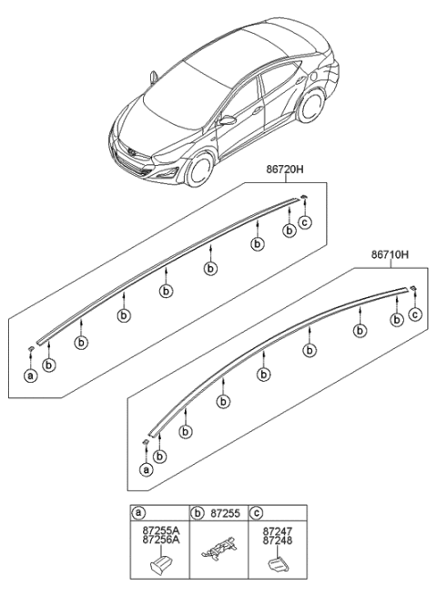 2014 Hyundai Elantra US Alabama made Roof Garnish & Rear Spoiler Diagram