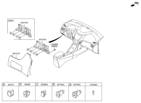 2015 Hyundai Elantra Cover-Idle Stop & Go Switch Blankg Diagram for 93395-3X000-VYF