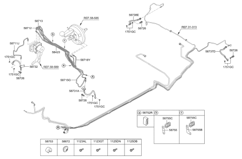 2014 Hyundai Elantra US Alabama made Brake Fluid Line Diagram