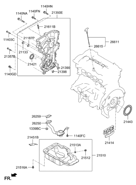2014 Hyundai Elantra US Alabama made Belt Cover & Oil Pan Diagram