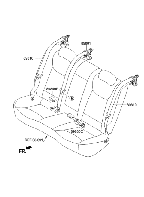 2015 Hyundai Elantra Buckle Assembly-Rear Seat Belt,RH Diagram for 89840-3Y000-RY