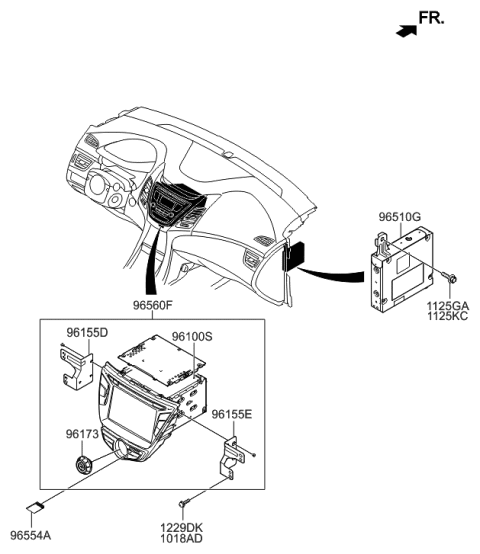2015 Hyundai Elantra Deck Assembly-Audio Diagram for 96164-3X100