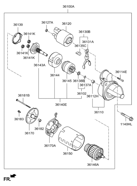 2014 Hyundai Elantra US Alabama made Starter Diagram 1