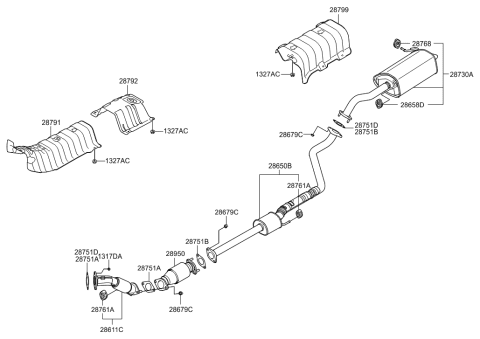 2014 Hyundai Elantra US Alabama made Muffler & Exhaust Pipe Diagram