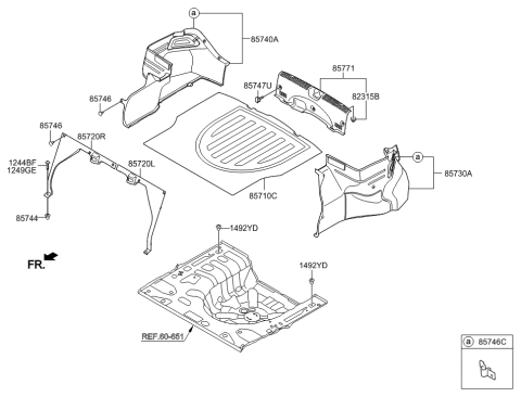 2015 Hyundai Elantra Trim Assembly-Luggage Side RH Diagram for 85740-3Y000-MC