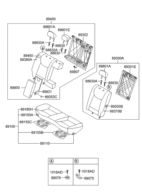 2015 Hyundai Elantra Back Assembly-Rear Seat RH Diagram for 89400-3Y610-MSH