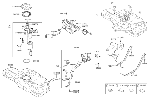 1997 Hyundai Accent Pad-Fuel Tank Diagram for 31102-3Q500