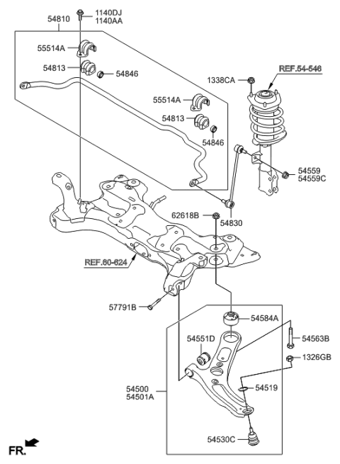 2014 Hyundai Elantra US Alabama made Front Suspension Control Arm Diagram
