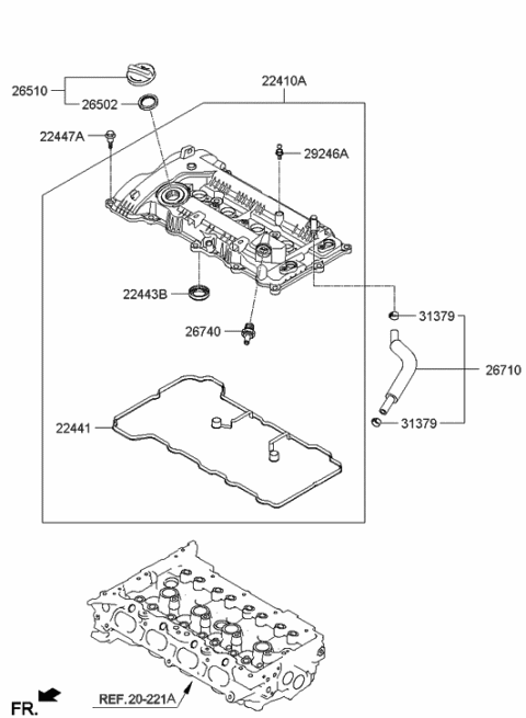 2014 Hyundai Elantra US Alabama made Rocker Cover Diagram