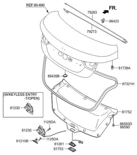 2014 Hyundai Elantra US Alabama made Trunk Lid Trim Diagram