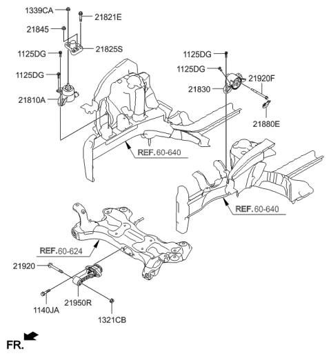 2014 Hyundai Elantra US Alabama made Engine & Transaxle Mounting Diagram