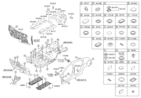 2014 Hyundai Elantra Under Cover Assembly,RH Diagram for 84145-3Y000