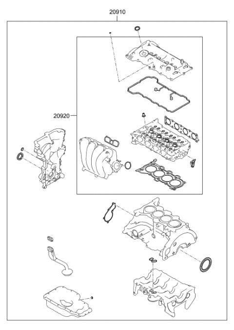 2014 Hyundai Elantra US Alabama made Engine Gasket Kit Diagram