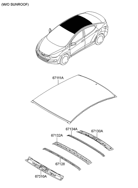 2014 Hyundai Elantra US Alabama made Roof Panel Diagram 1