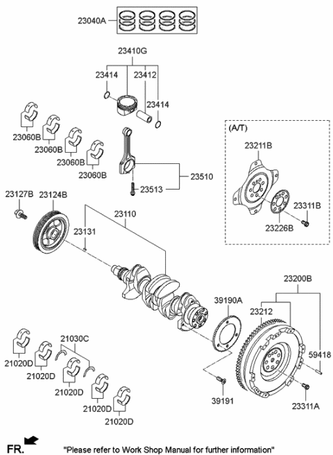 2014 Hyundai Elantra Crankshaft & Piston Diagram