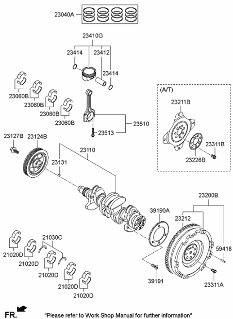 2014 Hyundai Elantra US Alabama made Crankshaft & Piston Diagram