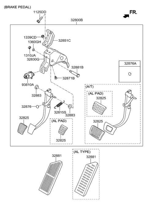 2014 Hyundai Elantra US Alabama made Brake & Clutch Pedal Diagram 1