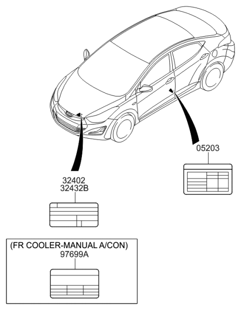 2014 Hyundai Elantra US Alabama made Label Diagram
