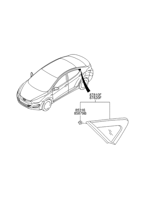 2014 Hyundai Elantra US Alabama made Quarter Window Diagram