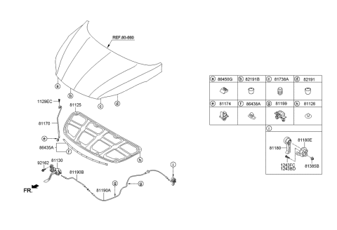 2014 Hyundai Elantra US Alabama made Hood Trim Diagram