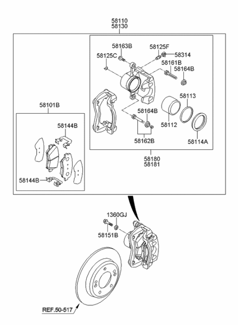 2014 Hyundai Elantra US Alabama made Front Wheel Brake Diagram