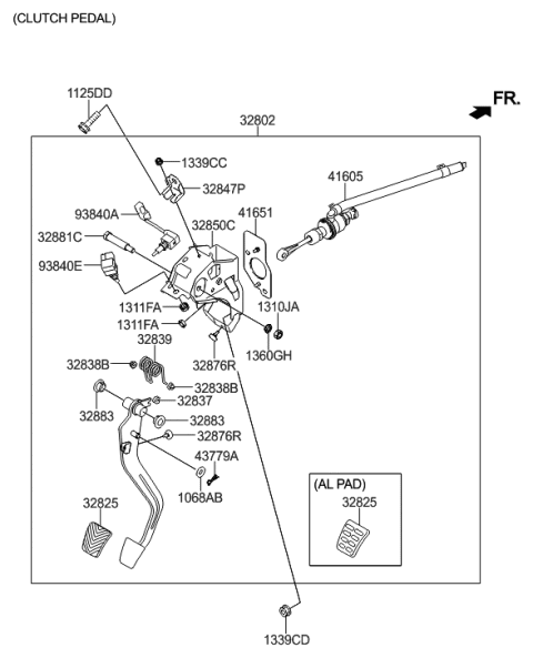 2014 Hyundai Elantra US Alabama made Brake & Clutch Pedal Diagram 2