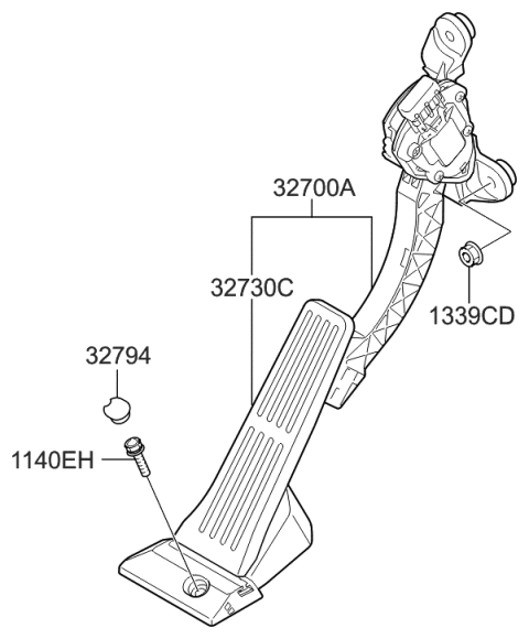 2014 Hyundai Elantra US Alabama made Accelerator Pedal Diagram