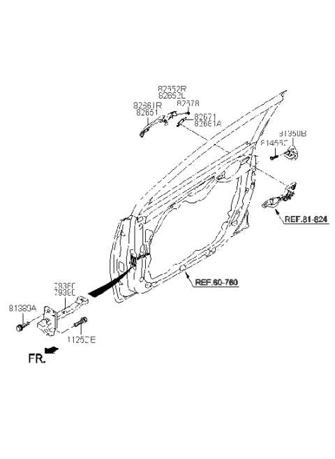 2014 Hyundai Elantra US Alabama made Front Door Locking Diagram