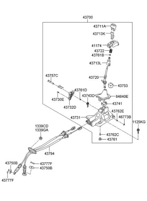 2014 Hyundai Accent Lever Assembly-Gear Shift Diagram for 43720-0U100