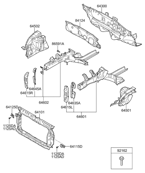 2011 Hyundai Accent Member Assembly-Front Side,LH Diagram for 64605-1R301