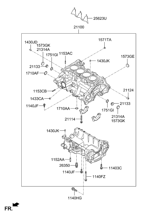 2013 Hyundai Accent Cylinder Block Diagram