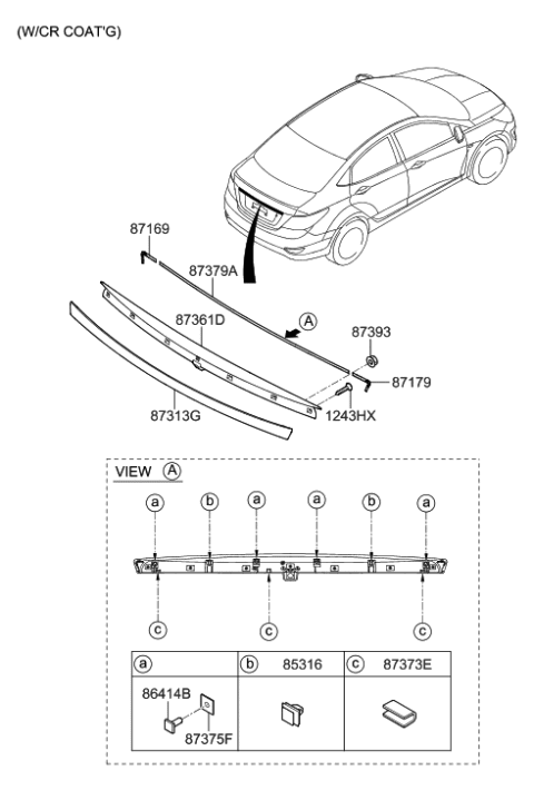 2012 Hyundai Accent Strip-Trunk Lid Garnish Diagram for 87312-1R200