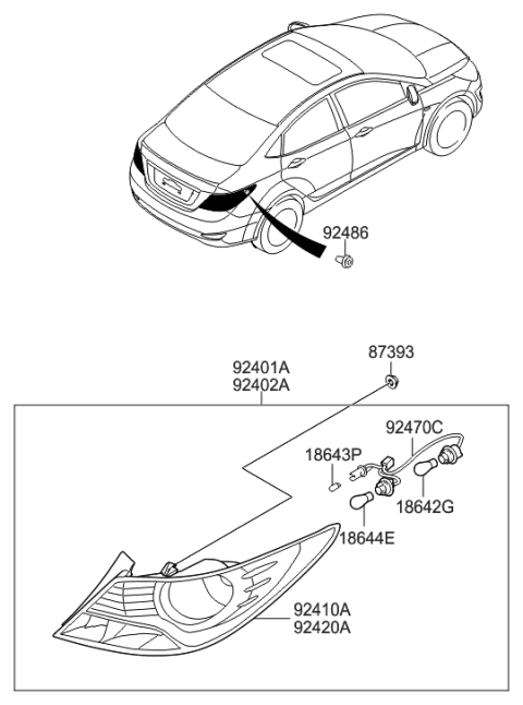 2012 Hyundai Accent Rear Combination Lamp Diagram 1