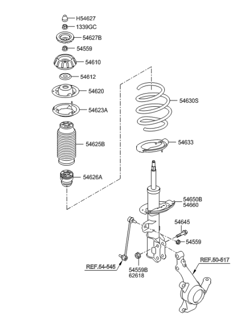 2019 Hyundai Genesis G90 Front Suspension Strut Dust Cover Diagram for 54625-1W000