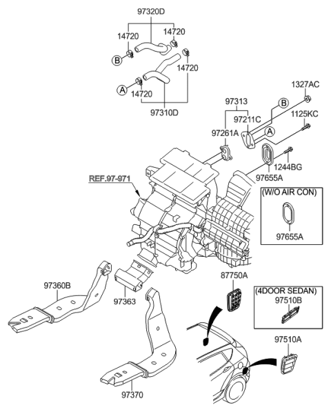 2011 Hyundai Accent Duct-Rear Heating Joint Diagram for 97376-1R000