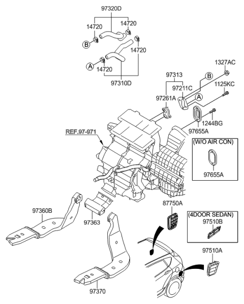 2011 Hyundai Accent Hose Assembly-Water Inlet Diagram for 97311-1R000